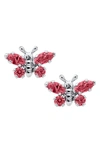Mignonette Babies' Butterfly Birthstone Sterling Silver Earrings In July