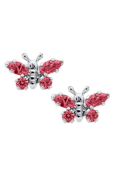Mignonette Babies' Butterfly Birthstone Sterling Silver Earrings In July