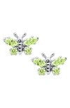 Mignonette Babies' Butterfly Birthstone Sterling Silver Earrings In August