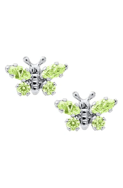 Mignonette Babies' Butterfly Birthstone Sterling Silver Earrings In August