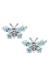 Mignonette Babies' Butterfly Birthstone Sterling Silver Earrings In March