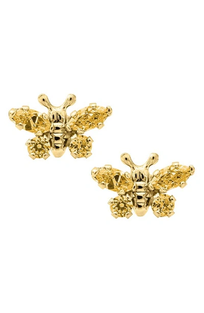 Mignonette Babies' Butterfly Birthstone Gold Earrings In November