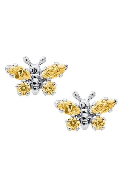 Mignonette Babies' Butterfly Birthstone Sterling Silver Earrings In November