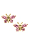 Mignonette Babies' Butterfly Birthstone Gold Earrings In October