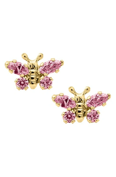 Mignonette Babies' Butterfly Birthstone Gold Earrings In October