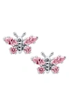 Mignonette Babies' Butterfly Birthstone Sterling Silver Earrings In October