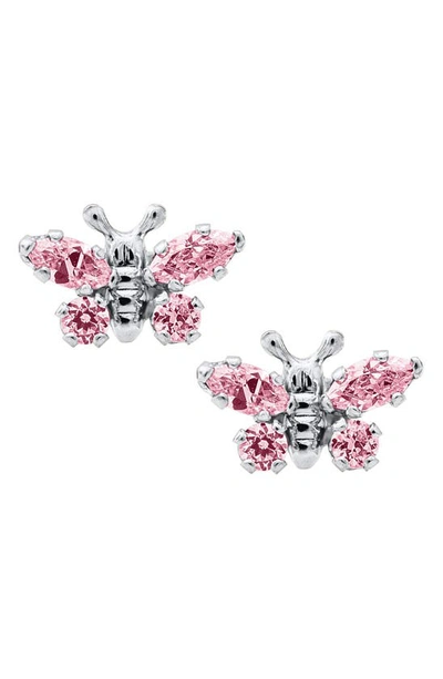 Mignonette Babies' Butterfly Birthstone Sterling Silver Earrings In October