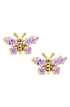 Mignonette Babies' Butterfly Birthstone Gold Earrings In June