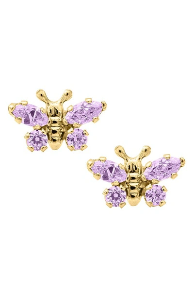 Mignonette Babies' Butterfly Birthstone Gold Earrings In June