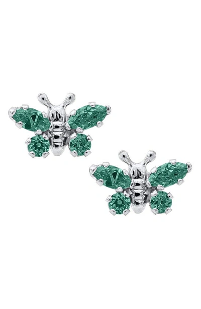 Mignonette Babies' Butterfly Birthstone Sterling Silver Earrings In May