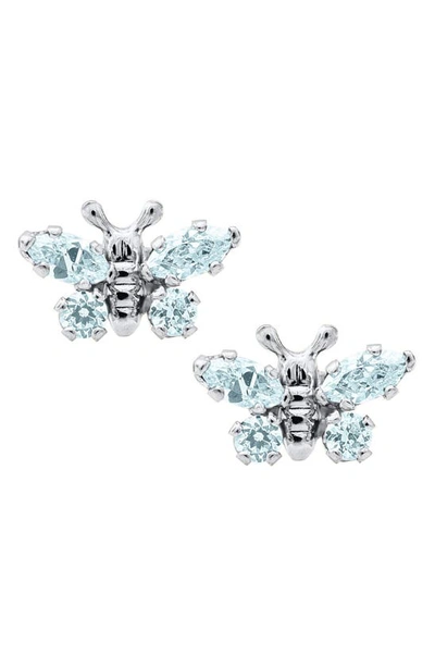 Mignonette Babies' Butterfly Birthstone Sterling Silver Earrings In December