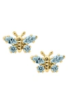 Mignonette Babies' Butterfly Birthstone Gold Earrings In March