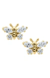Mignonette Babies' Butterfly Birthstone Gold Earrings In April