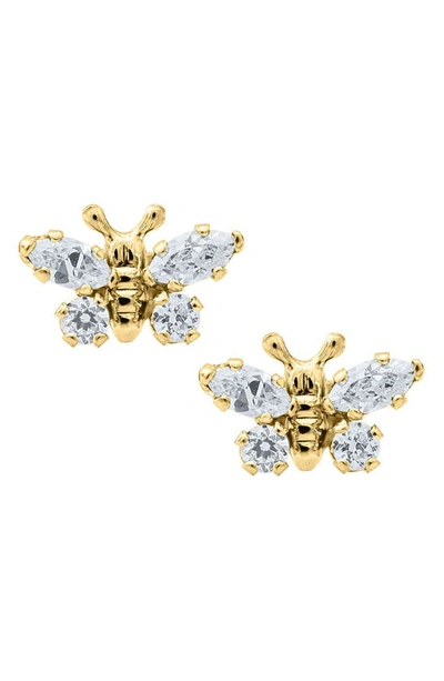 Mignonette Babies' Butterfly Birthstone Gold Earrings In April
