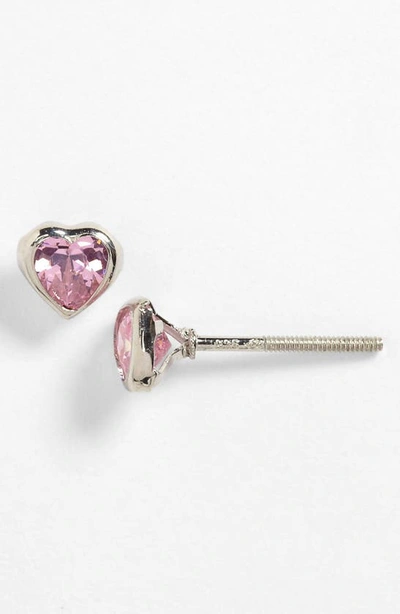Mignonette Babies' Sterling Silver Post Earrings In Pink