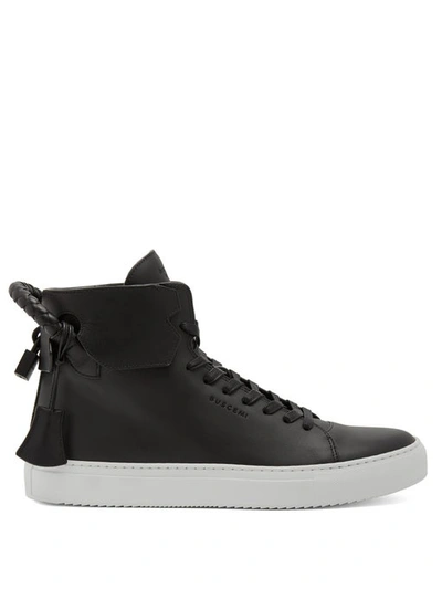 Buscemi Men's 125mm Leather High-top Sneakers, Black/white