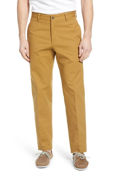Berle Charleston Flat Front Stretch Canvas Pants In British Tan