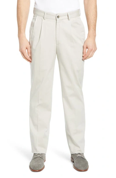 Berle Charleston Pleated Chino Pants In Stone