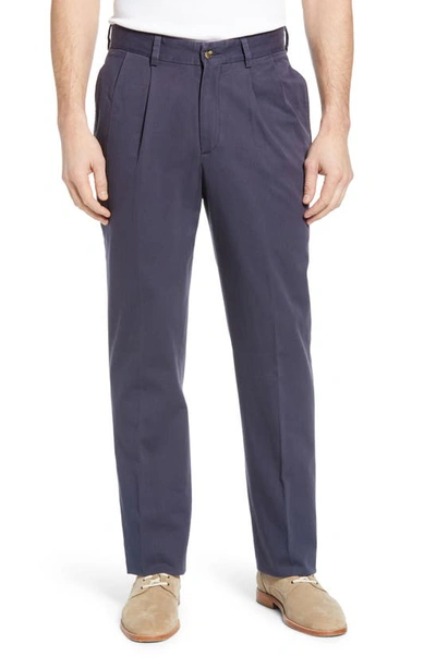 Berle Charleston Pleated Chino Pants In Navy