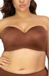 Curvy Couture Strapless Underwire Push-up Bra In Chocolate