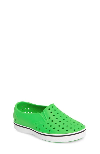 Native Shoes Miles Water Friendly Slip-on Vegan Sneaker In Chartreuse Green/ Shell White