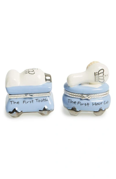 Mud Pie 'prince' First Tooth & Curl Treasure Box Set In Blue