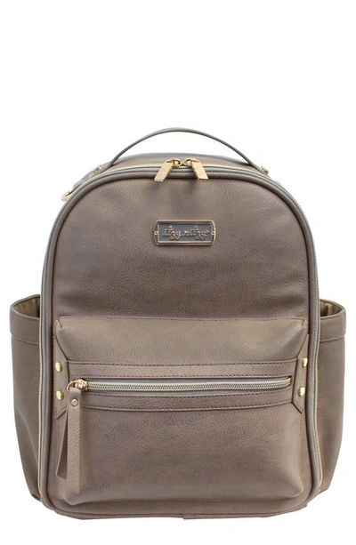 Itzy Ritzy Babies' Faux Leather Mini Diaper Backpack In Taupe