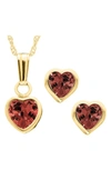 Mignonette Babies'  14k Gold Birthstone Necklace & Stud Earrings In January