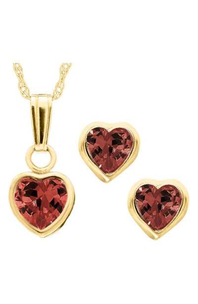 Mignonette Kids'  14k Gold Birthstone Necklace & Stud Earrings In January