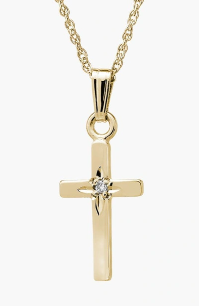 Mignonette Kids' 14k Gold & Diamond Cross Necklace