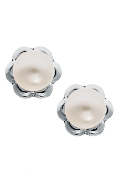 Mignonette Kids' Sterling Silver & Cultured Pearl Earrings In White