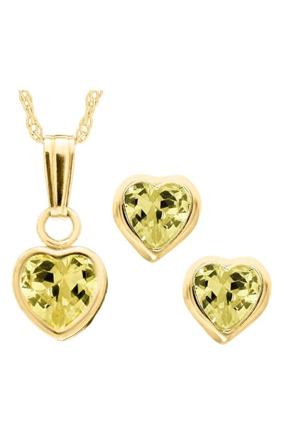 Mignonette Kids' 14k Gold Birthstone Necklace & Stud Earrings In November