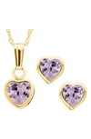 Mignonette Kids' 14k Gold Birthstone Necklace & Stud Earrings In June