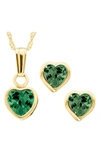 Mignonette Kids' 14k Gold Birthstone Necklace & Stud Earrings In May