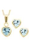 Mignonette Kids' 14k Gold Birthstone Necklace & Stud Earrings In December