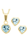 Mignonette Babies'  14k Gold Birthstone Necklace & Stud Earrings In December