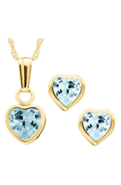 Mignonette Kids'  14k Gold Birthstone Necklace & Stud Earrings In December