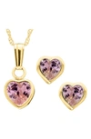 Mignonette Kids' 14k Gold Birthstone Necklace & Stud Earrings In October