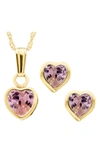 Mignonette Kids'  14k Gold Birthstone Necklace & Stud Earrings In October