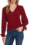 Cece Tie Sleeve Top In Claret Red