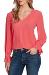 Cece Tie Sleeve Top In Coral Jewl