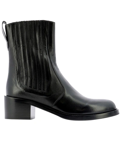 Guglielmo Rotta Black Leather Ankle Boots In Black  