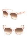 Celine 54mm Square Sunglasses In Milky Pink/ Brown