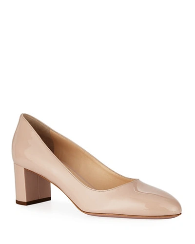 Prada Patent Leather Round-toe 55mm Pump In Cipria