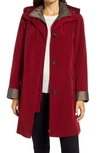 Gallery Water Resistant Hooded Rain Jacket In Merlot