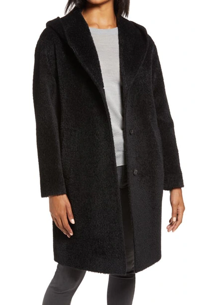 Hiso Hooded Wool Blend Coat In Black