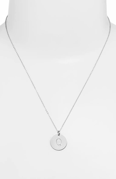 Nashelle Sterling Silver Initial Disc Necklace In Sterling Silver Q