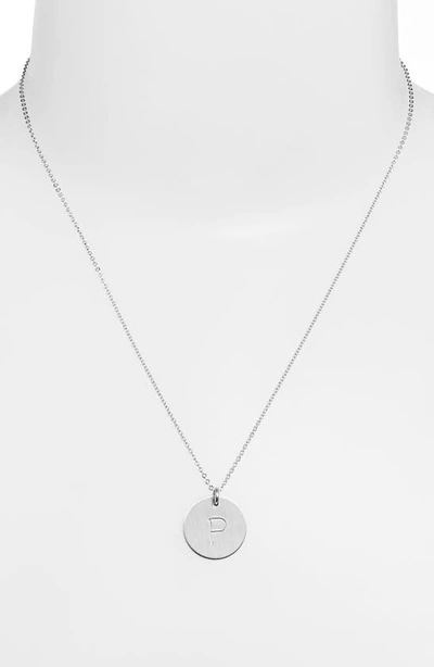 Nashelle Sterling Silver Initial Disc Necklace In Sterling Silver P