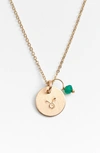Nashelle 14k-gold Fill & Semiprecious Birthstone Zodiac Mini Disc Necklace In Taurus