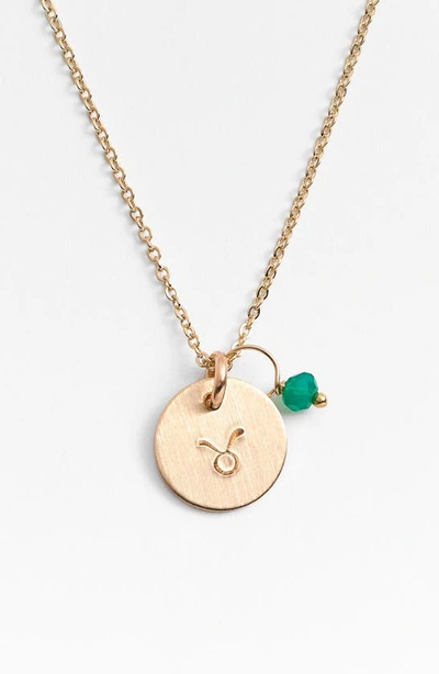 Nashelle 14k-gold Fill & Semiprecious Birthstone Zodiac Mini Disc Necklace In Taurus